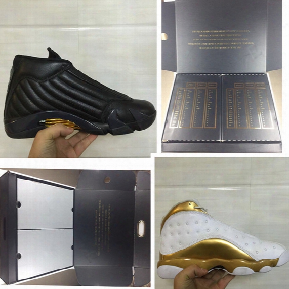 Real Carbon Fiber Retro Xiii 13s 14s Dmp Pack Mens Basketball Shoes Sneeaker White Black Gold Air Athletic Training Tennis With Original Box