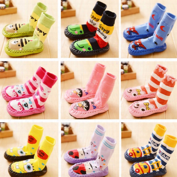 Toddle Boy Girl Autumn Socks Anti Slip Baby Cartoon Animal Shoes Slippers Boots Winter Soft Rubber Soled Outdoor/indoor Shoes
