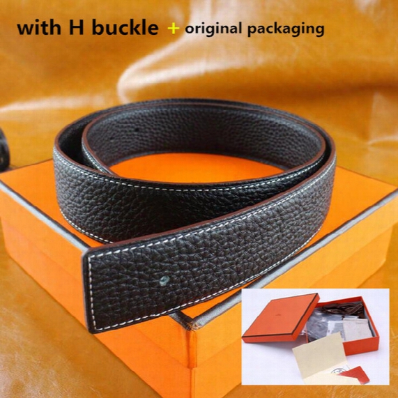Top Brand H Buckle Belt With Original Box Card Dust Bag Real Leather Belt Men Women Designer Belts For Wholesale Retail Luxury
