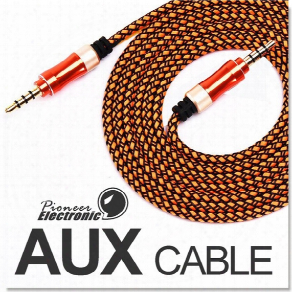 Wholesale Aux Cable 3.5mm Nylon Braided Tangle-free Auxiliary Audio Cable 5ft 1.5m For Headphones Ipods Iphones Ipads Home Car Stereos