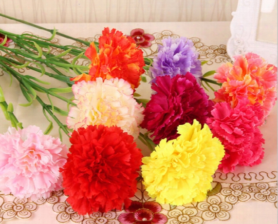Wholesale High Simulation Artificial Carnations Bouquet Silk Flower For Home Living Room Party Wedding Decor Valentine Mother's Day Gift