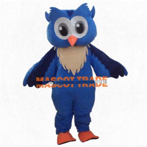 Wholesale-professinal New Big Blue Owl Mascot Costume Fancy Dress Cartoon Suit Adult Size