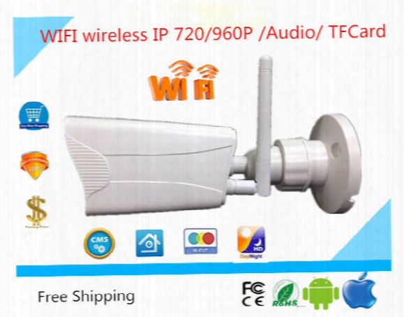 Wifi Wireless Ip Bullet Camera Cctv Hd 720/960p Support Tfcard Outdoor Waterproof Ip65 Audio Onvif P2p Security