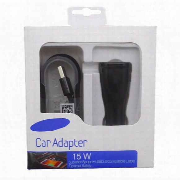 2 In 1 Adaptive Fast Charging Rapid Car Charger+1m Cable For Samsung S7 S7 Edge S8 S8 Plus With Retail Packing Box
