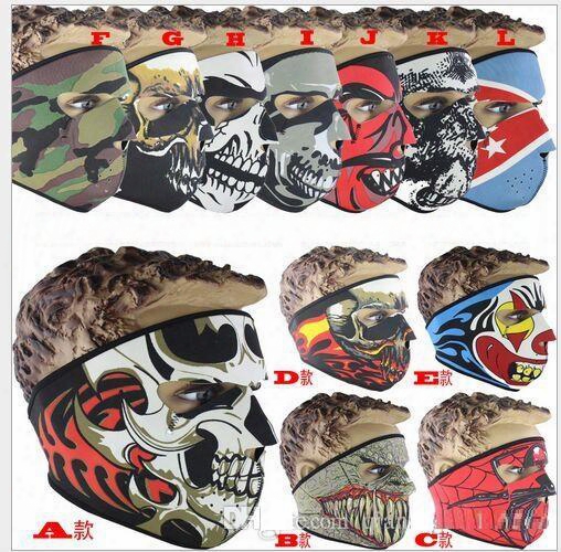 2017 New Neoprene Full Face Skull Mask Halloween Costume Party Face Mask Scarf Motorbike Bike Ski Snowboard Sports Masks Scarf B1301