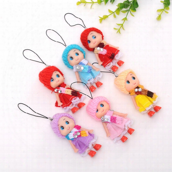 500pcs/lot Newest Korea Kids Baby Diomand Scarf Doll Toy Keychains Plush Ball Doll For Girls Key Ring Greative Bag Chain