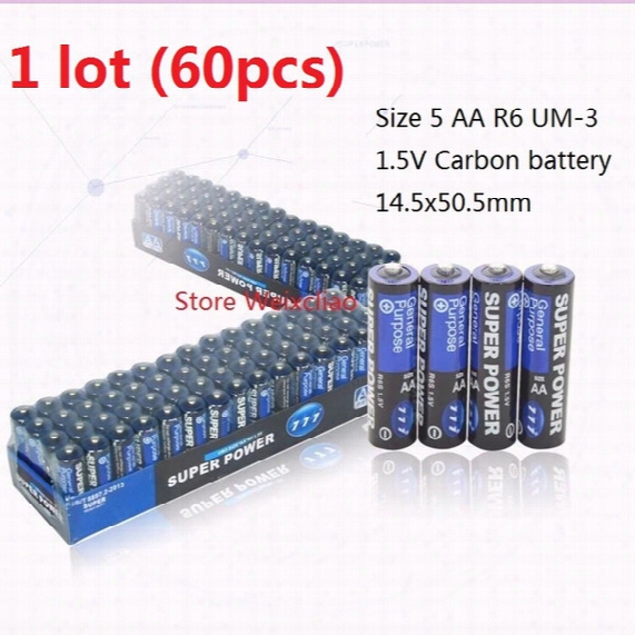60pcs 1 Lot Size 5 Aa R6 Um-3 1.5v Dry Carbon Battery No Leakage Oil 1.5 Volt Batteries Free Shipping