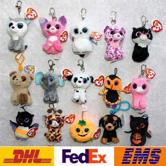 Big Eyes Animals Plush Doll Key Rings Ty Cartoon Beanie Boos Car Bags Cell Phone Pendant Keychain Of Children Xmas Toys Gifts Wx-k44
