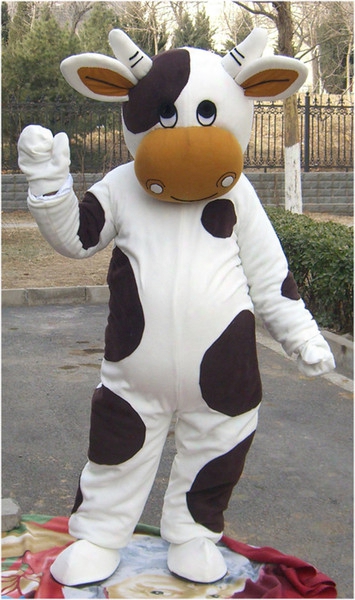 Black And White Cow Mascot Costumes Cartoon Character Adult Sz 100% Real Picture