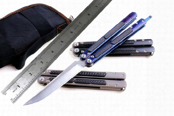 Butterfly Knives Bm42 Titanium Alloy Handle + Carbon Fiber S35vn Blade 59hrc Balisong Bowie Butterfly Knife Bm87 Microtech Benchmade Knives