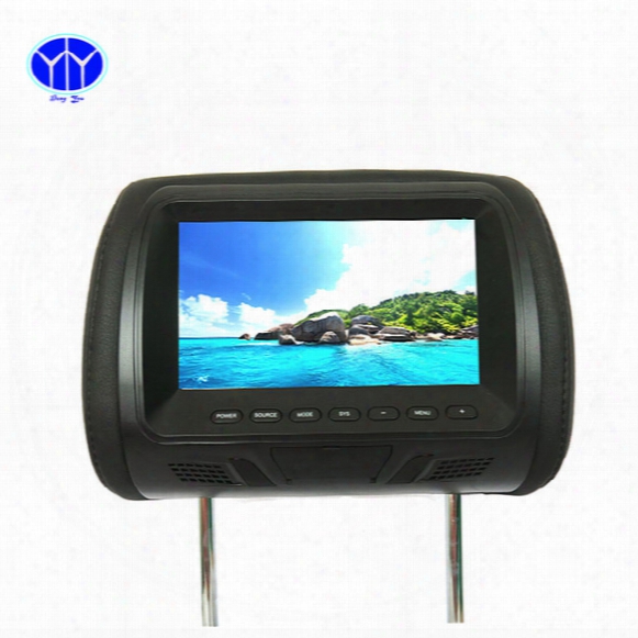 Car Monitor 7 Inch Lcd Digital Screen Headrest Monitor Adjustable Grey Black Yellow 3 Colors 2 Audio Input