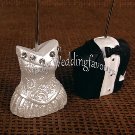 Dhl Free Shipping 200pcs(100pairs) Bride And Groom Place Card Holder Wedding Favors Happy Couple Place Card Holder Table Setting Favors