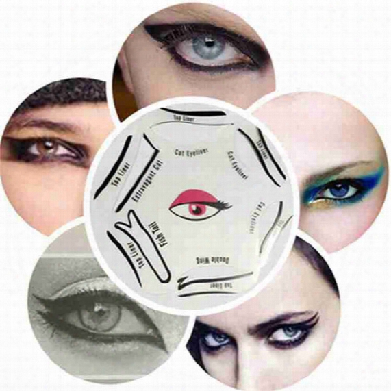 Dhl Shipping 6 In 1 Multifunction Eye Stencil Cat Eyeliner Stencil For Eye Liner Template Card Fish Tail Double Wing Eyeliner Stencil