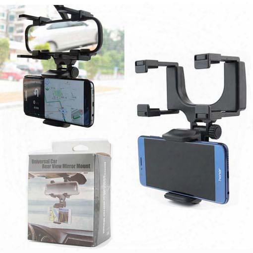 Free Dhl,50pcs Universal Rearview Mirror Car Cell Phone Holder Pc Multi Function Car Gps Cell Phone Holder Cell Phone Mounts(d01)
