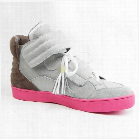Hot Selling Men Brand Kanye West High-top Casual Shoes Ankle Strap Carmine Bottom Lovers Shoes Women Size Available Eur 36-46