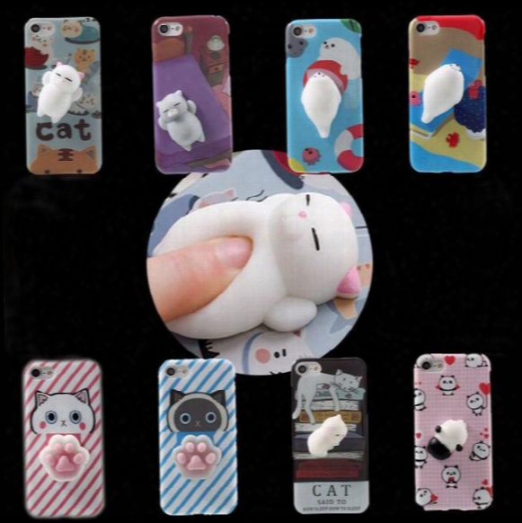 Japan 3d Cute Cartoon Solid Squeezed Phone Case Soft Silicone Squishy Cat Cover For Iphone 6 6s 7 8 Plus Goophone I7 Plus