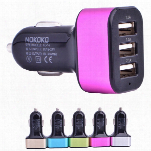 Metal Alloy 5v 4.1a Max 3 Port Usb Car Charger Mini Charging Adapter Universal For Apple Iphone 5 6 Samsung Htc Lg