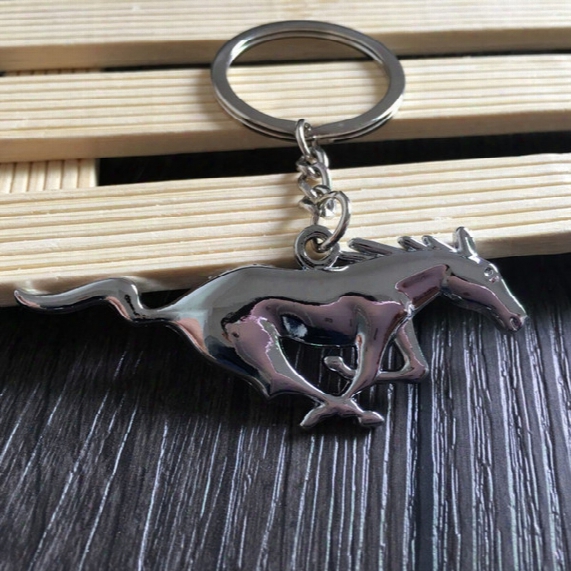 Metal Running Horse Emblem Badge Keychain Keyring Key Chain Fob Ring For Mustang Gt 500 Cobra Shelby Car Styling