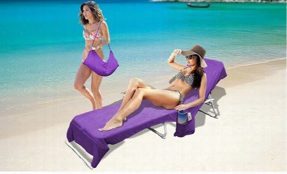 Microfiber Towel Lounger Bag Beach Towel Sun Lounger Bed Holiday Garden Lounge Pockets Carry Bag