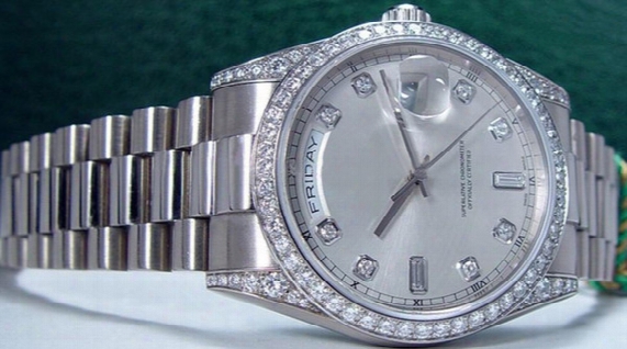 New Automatic Watch 36mm Mens 18kt Wg Diamond President Silver Dial 118389 Men's Wristwatch