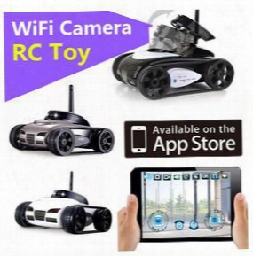 New Rc Mini Tank Car Spy With Video 0.3mp Camera Wifi Remote Control By Iphone Android Robot With Camera 4ch White Grey Dhl Fast Shipping