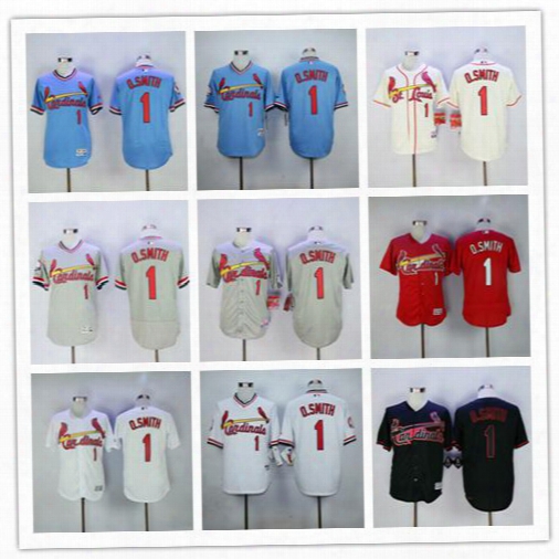 Ozzie Smith Jersey St. Louis Cardinals Baseball Jerseys Cooperstown Vintage Flexbase Cool Base Pullover Button White Grey Blue Red Cream