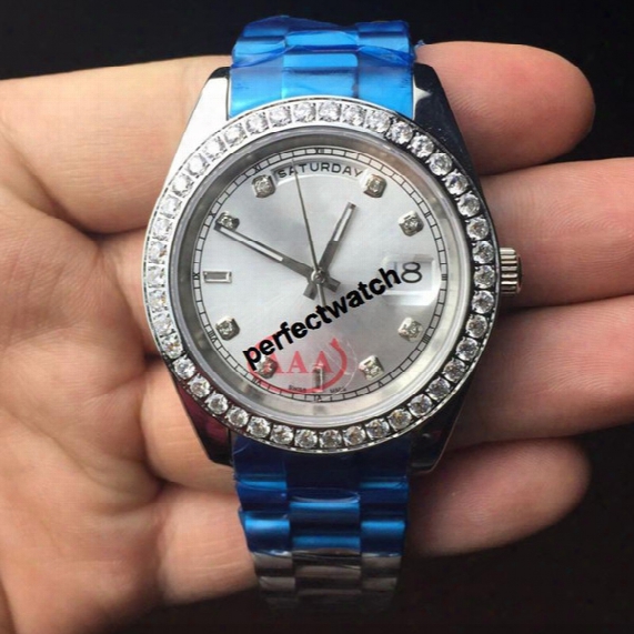 Roles Aaa Sapphire Watches Men Luxury Automatic Brand Date White Face Big Diamond Watch Men Mechanics Original Clasp Mens Watches 40mm