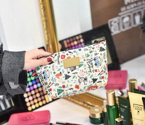 South Korean Makeup Bag Lovely Lady Small Mini Portable Collection Packet Large Capacity Wash Bag Women Handabg Lovely Skincare Bags