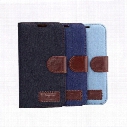 Denim Lines Jeans Stand Leather Case for Samsung Galaxy S4 S5 S6 G9200 for iPhone 4 5 6 Plus Flip Cowboy Wallet Holster Credit ID Card Slot
