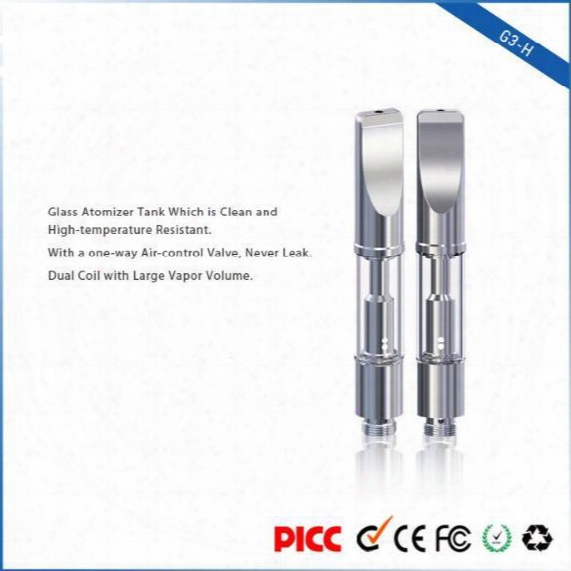 Vapehope Wholesale One-way Air-control Design Vape Wickless Bud G3-h Atomizer 0.5ml Empty Cartridge Dual Coil Pyrex Glass Tank