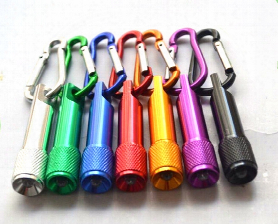 100pcs Birthday Christmas Lights Gifts Led Mini Flashlight Aluminum Alloy Torch With Carabiner Ring Keyrings Key Chain Mini Led Flashlight
