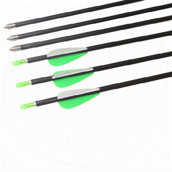 12pcs Huntingdoor Spine 600 31-inch 100% Carbon Arrows Field Points Tips For Archery Hunting And Shooting