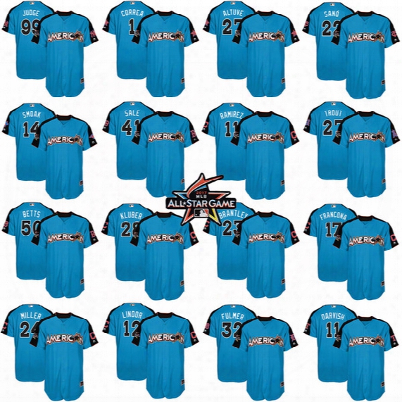 2017 All-star American League Aaron Judge Francisco Lindor Mike Trout Jose Ramirez Mookie Bett Carlos Correa Andrew Miller Baseball Jerseys