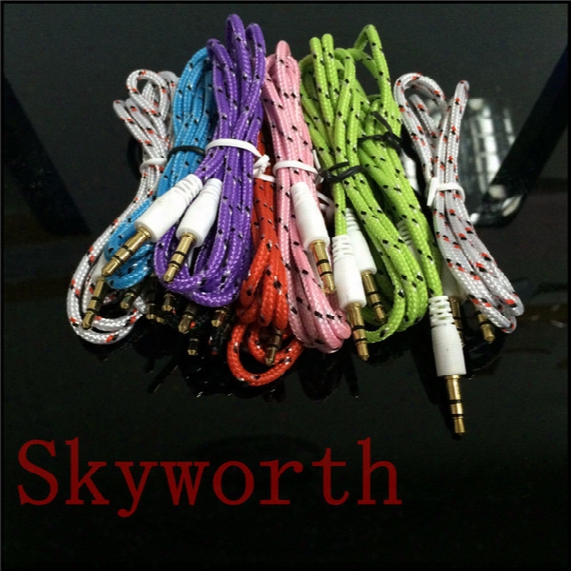 3.5mm Stereo Audio Aux Cable Braided Woven Fabric Wire Auxiliary Cords Jack Male To Male M /m Audio Cable For Iphone 6