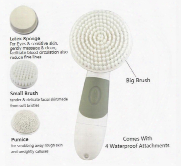 4 In 1 Electric Facial Brush Cleansing Massager Scrubber Rechargeable Sonic Face Body Cleaning Brushes Waterproof Vibration Skin Care System