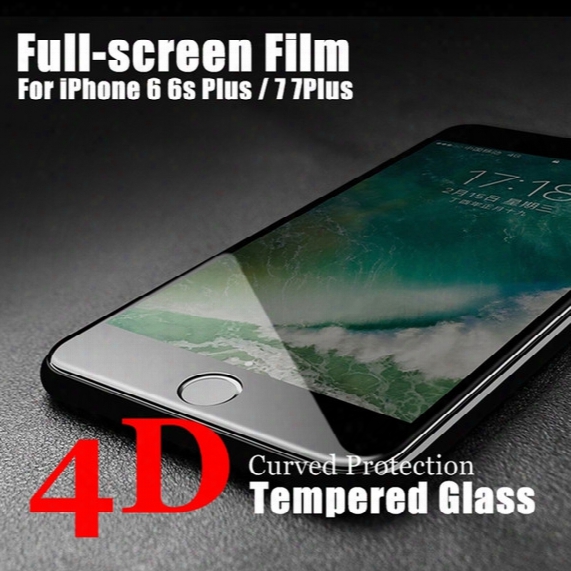 4d Screen Protector Film For Iphone 7 Plus New 3d Cold Carving Full Cover Hight Quality Tempered Glass For Iphone 6 6s Plus