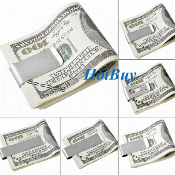 6 Styles Stainless Steel Silver Double Sided Slim Pocket Cash Id Credit Card Money Clip Holder High Quality #3966