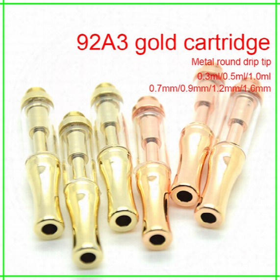 923a Glass Vaporizer Tank Gold Pyrex Glass Vape Pen Tank .5ml Disposable 510 Oil Cartridges Vaporizer Dual Coil Vs G2 Gold Tank