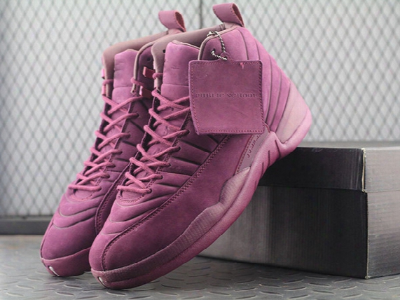 Air Retro 12 Psny Paris Basketball Shoes Real Carbon Fiber Public School Nyc Bordeaux Purple Wheat Olive Green With Box Free Shipping