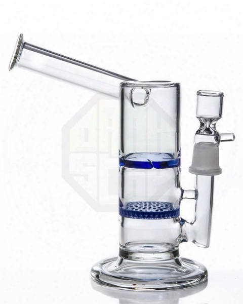 Blue/green Glass Bongs With Honeycomb Turbine Perc Sidecar Water Pipe Recycler Oil Rig With 18 Mm Joint