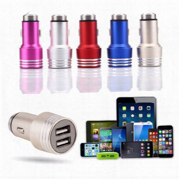 Car Charger Dual Port Usb Car Chargers 5v 2.1a Safty Hammer Auto Metal Car Charger Adapter Emergency Hammer For Cell Phone