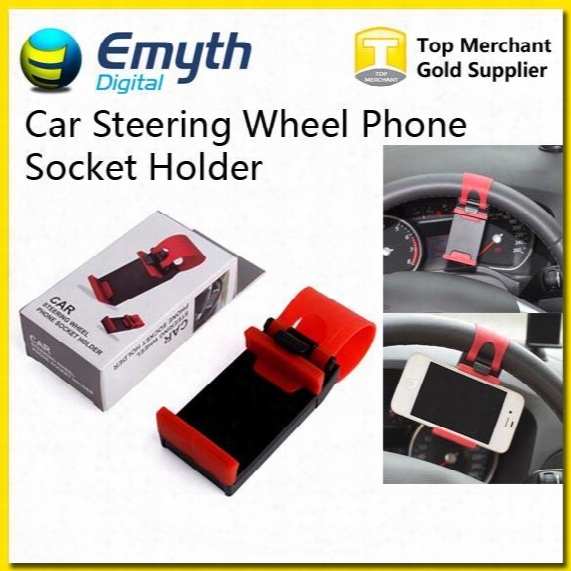 Car Steering Wheel Phone Socket Holder Smart Clip Car Bike Mount For Iphone6 Iphone 6 Plus S5 S4 Note 2 Easy Use Gps With Retail Package