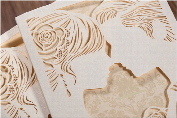Colorful Laser Cut Hollow Out Bride And Groom Heart Wedding Invitation Cards Printable Wedding Favors Invitations Wholesale Customized Price