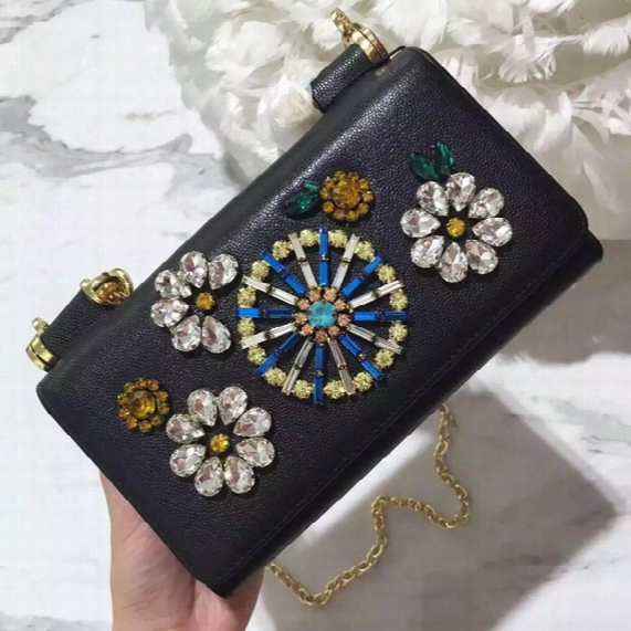 D High Class Handmade Inlay Crystal Shinning Unique Many Card Holders Inside Super Good Quality G Leather Crossing Bag Hand Bag Evening Bag