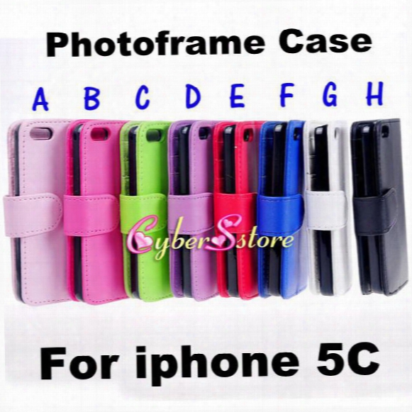 For Iphone 5c Case Photo Frame Wallet Flip Pu Leather Cover With Credit Card Slots Slot Pouch Pocket For Iphone 5c