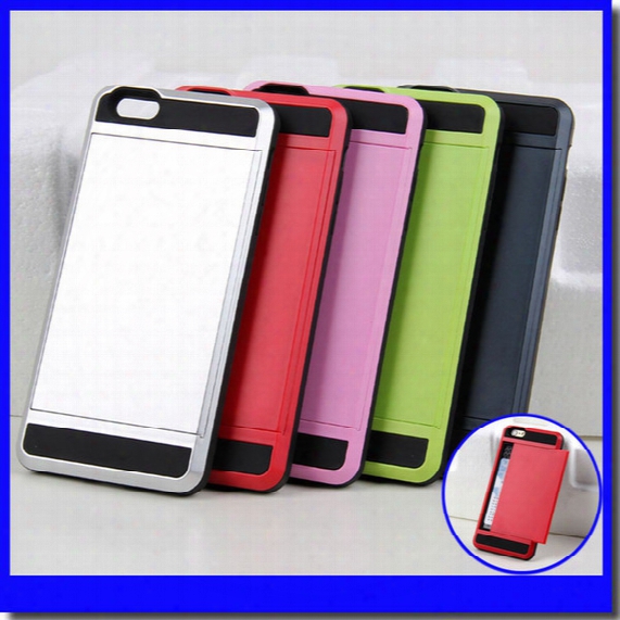 For Iphone 6 6 Plus 7 7 Plus Slid Card Holder Mobile Back Cover Cell Phone Protector Case Dirt-resistant