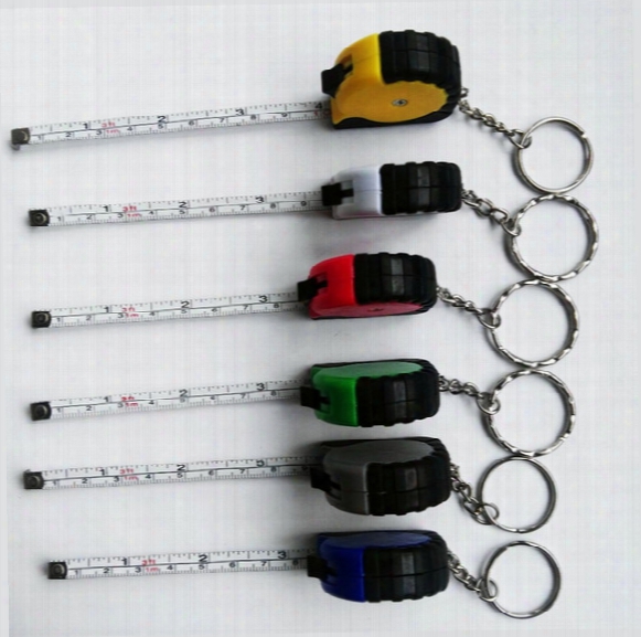Hot Mini Measure Tape With Key Chain Plastic Portable 1m Retractable Ruler Centimeter/inch Tape Measure