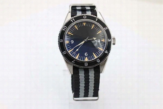 Limited Edition Automatic Chronometer Men&#039;s Wristwatch Spectre Master 300 Fluted Bezel Transparent Glass Back Co-axial Fabraic Belt Watch