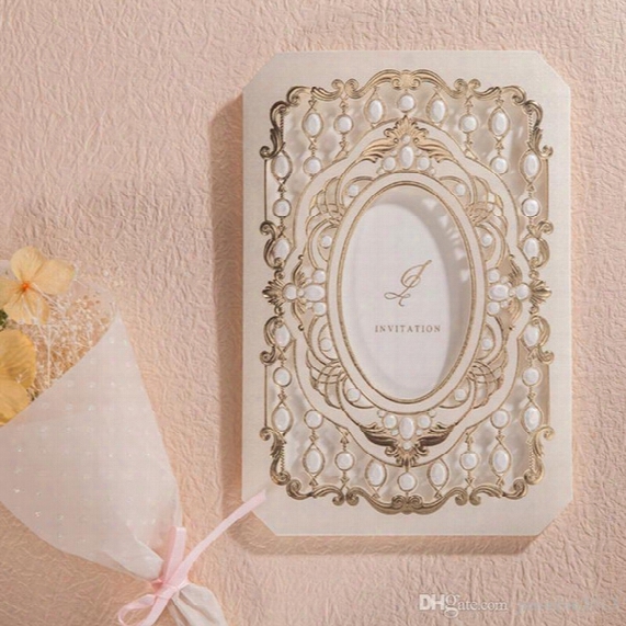 Luxury Laser Cut Wedding Invitations Cards With Gold Flora 2d Design Cw6035 Engagement For Bridal Shower Birthday Party Favors