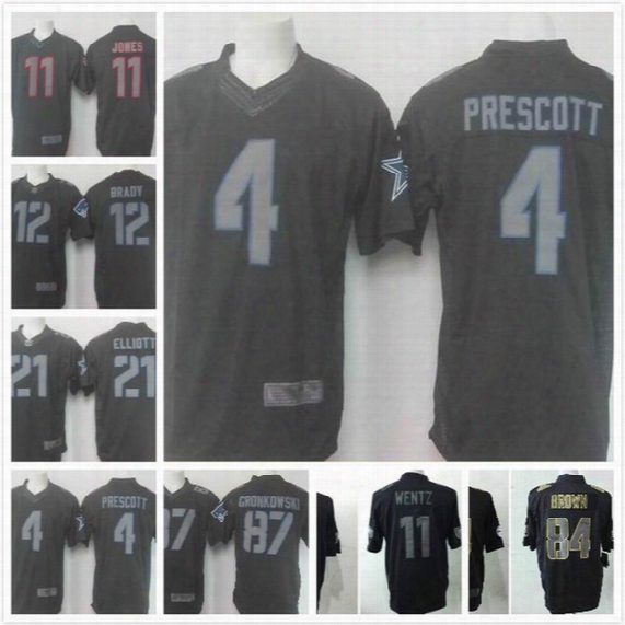 Men's 12 Tom Brady 4 Dak Prescott 21 Ezekiel Elliott 11 Julio Jones 84 Antonio Brown 11 Carson Wentz Sewing Limited Rugby Jerseys